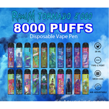 Original 8000 Puffs Einweg-E-Zigaretten-Maschenspulen-Vape